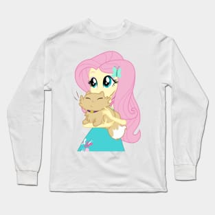 Fluttershy with a cat Long Sleeve T-Shirt